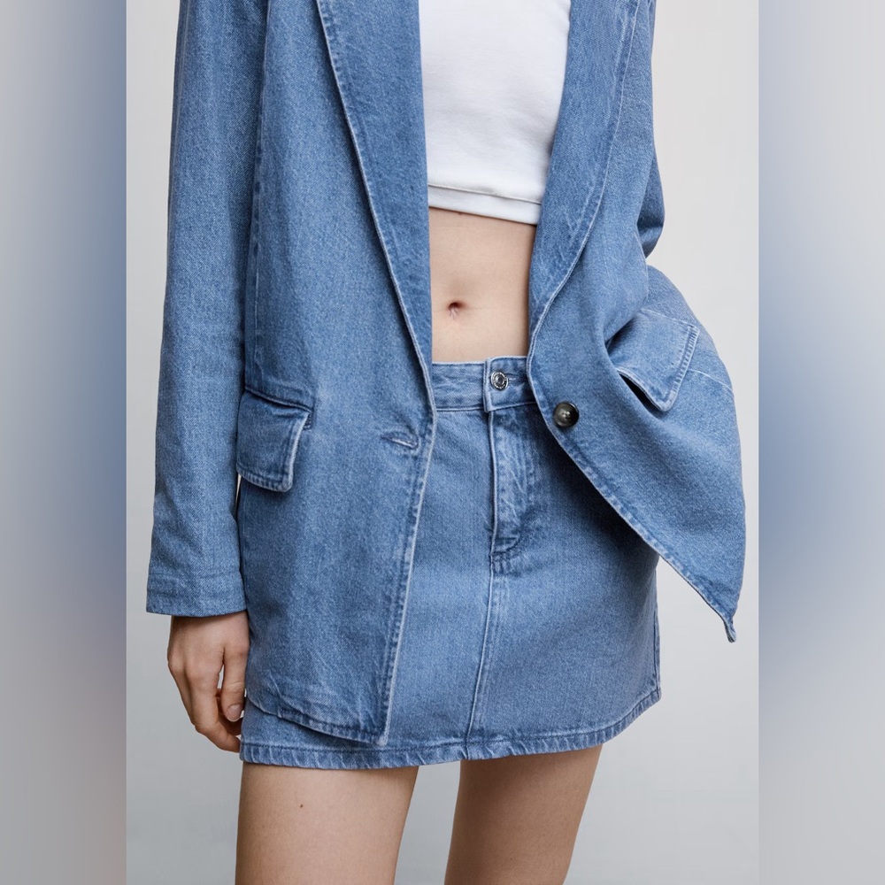 Mango Denim Mini Skirt in Blue